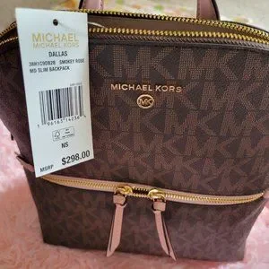 MICHAEL KORS Cindy MK Signature BROWN Large/ Backpack Bag Gold Logo Retails $298 MICHAEL KORS Cindy MK Signature BLACK Large Backpack Bag  main image 4